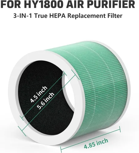 Miniatura 5 de HY1800 Filtro de repuesto con almohadilla aromática compatible con purificador de aire MORENTO/Loytio/AYAFATO/Honeyuan HY1800, filtros premium con 2