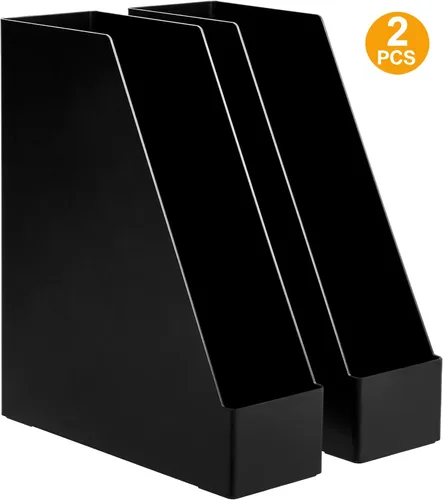 Miniatura 4 de Amazon Basics - Organizador de escritorio de plástico, revistero, color negro, paquete de 2