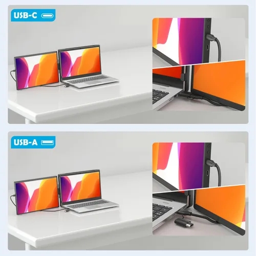 Miniatura 8 de Extensor de monitor portátil dual portátil de 14 pulgadas, 2240 x 1400 QHD IPS plegable Plug and Play segunda pantalla para viajes, trabajo, hogar