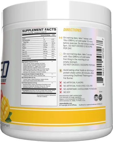 Miniatura 10 de EHP Labs OxyShred Polvo de Pre Entrenamiento - Polvo de preentrenamiento con L glutamina y acetil L carnitina, bebida de refuerzo de energía
