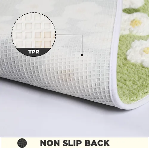 Miniatura 5 de Alfombra de baño floral de secado rápido, lavable a máquina y antideslizante, para fregadero, dormitorio y ducha (30 x 17 pulgadas, flores pequeñas)