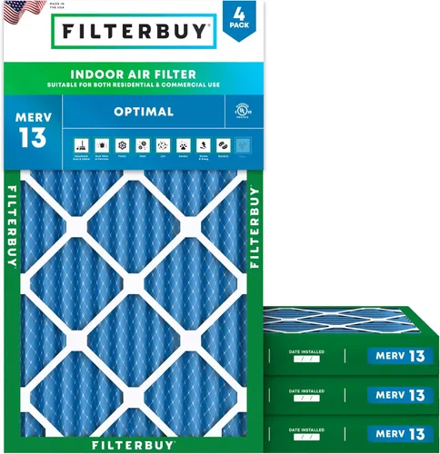 Miniatura 13 de Filterbuy Filtro de aire MERV 13 de 8 x 14 x 1 pulgadas, protección óptima contra el humo y la alergia (paquete de 4), filtros electrostáticos
