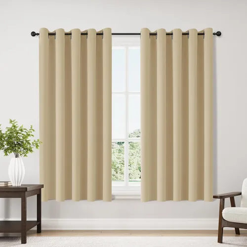 Miniatura 88 de ChrisDowa - Cortinas de cenefa pequeñas para cocina, cortinas cortas con ojales y aislamiento térmico para oscurecer la sala y habitación