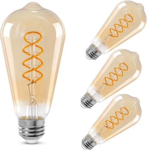 ST64 Bombillas LED E26 Vintage Edison, vidrio ámbar claro, regulable, 4 W (equivalente a 40 W) 300 lúmenes, 2500 K blanco cálido, diseño de ámbar