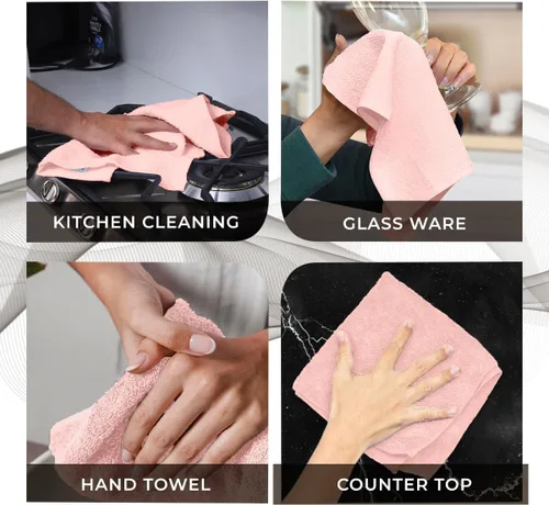Miniatura 8 de Avalon Towels Wash Cloths for Showering 24 Pack Face Towels 100% Cotton Baby Pink Washcloths 12x12 Wash Rags, Facial Towel, Fingertip Towel,Bath Rags