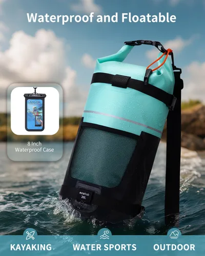 Miniatura 3 de ECOHUB - Bolsa seca impermeable para mujeres y hombres, 5 L/10 L/20 L, bolsa de almacenamiento seca ligera con tapa enrollable para viajes, kayak