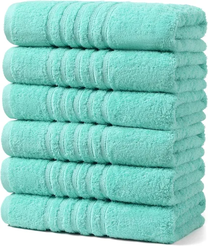 Miniatura 22 de Aibaser Toallas de mano - 16x30 pulgadas - Toallas de mano ligeras y altamente absorbentes para baño, viaje, gimnasio, ducha y spa (Azul)