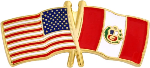 Miniatura 146 de PinMart Pin de solapa esmaltado con bandera de la amistad cruzada de Estados Unidos y el mundo