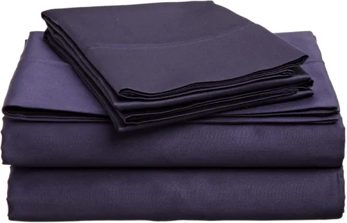 Miniatura 31 de Juego de sábanas de lujo de 600 hilos para sofá cama – Pima algodón 4 piezas sofá doble negro sólido ajuste hasta 5 pulgadas de profundo bolsillo