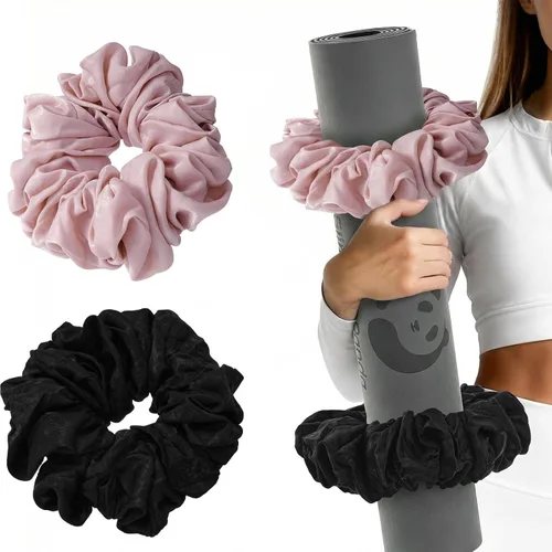 Miniatura 10 de Slim Panda Tapete de yoga Scrunchie, asegura tu tapete con estilo y linda, correa de transporte de tela de terciopelo elástica duradera que se