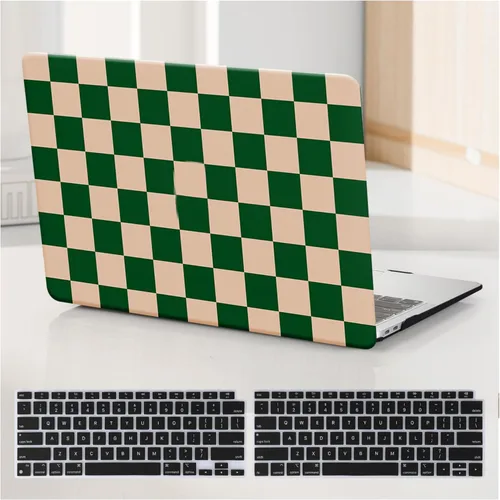 Miniatura 29 de Funda a cuadros para MacBook Air de 13 pulgadas M5 M4 M3 M2 2026-2022 A3240 A3113 A2681, piel a cuadros con textura a cuadros para MacBook Air 13.6