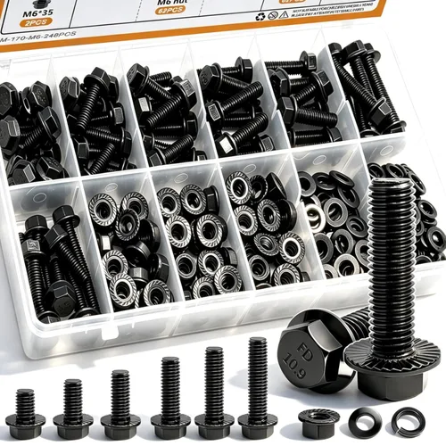 Miniatura 13 de mankk Kit surtido de pernos métricos de 1004 piezas y tornillos y tuercas de brida M4 M5 M6 M8 (0.472 in a 1.181 in) con tuercas y arandelas