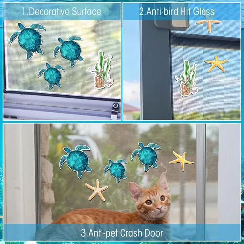 Miniatura 3 de Konohan 12 imanes de pantalla para puerta, decoración de tortugas marinas, algas marinas, estrellas de mar, protector magnético flexible de doble