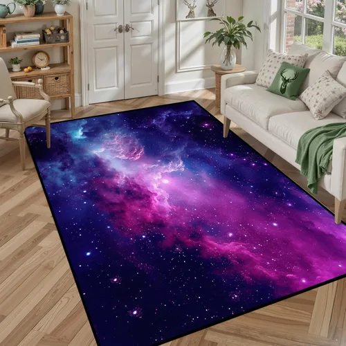 Miniatura 25 de Alfombra de Área Galaxia de 5' x 7', Dormitorio Sala de Estar para Niñas Niños Varones Alfombra Nebulosa Vórtex Tapetes Púrpura Azul Nube galaxy 1