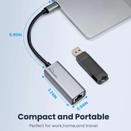 Miniatura 6 de Adaptador Ethernet USBC Paquete de 2, 2 adaptadores de red Gigabit Ethernet TypeC a RJ45 compatible con Windows, MacOS, Linux y más TypeC a RJ45