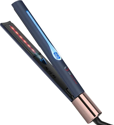 Miniatura 9 de IG INGLAM Plancha lisa para el cabello de titanio, rizador de pelo infrarrojo de 1 pulgada, plancha alisadora iónica negativa de voltaje dual con 11