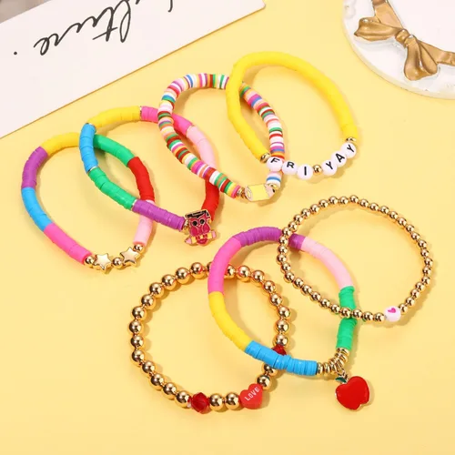 Miniatura 182 de Surfer Heishi - Pulseras apilables para mujer, apilables, de vinilo arcoíris, disco de arcilla, pulseras elásticas para la amistad, joyería bohemia