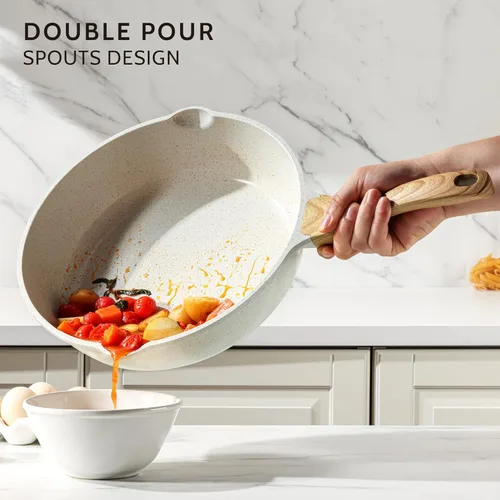 Miniatura 6 de SENSARTE Sartén antiadherente de cerámica para saltear de 12 pulgadas, 5QT, sartén para freír profundamente no tóxica con tapa, utensilios de cocina