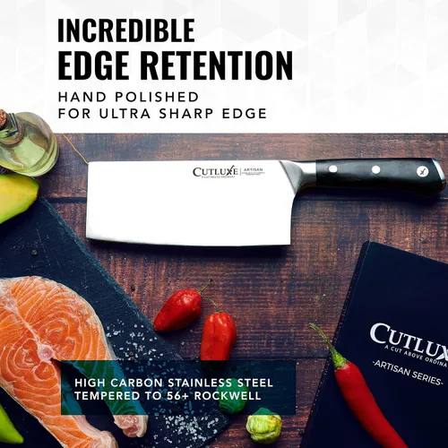 Miniatura 5 de Cutluxe - Cuchillo de carnicero de 7 pulgadas, cuchillo para cortar carne – Hoja de acero alemán, espiga completa, diseño de mango ergonómico