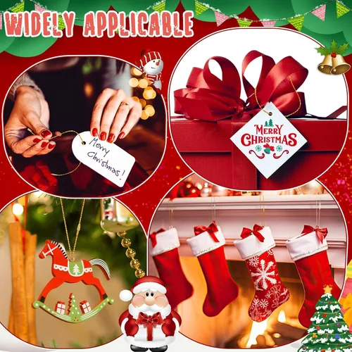 Miniatura 4 de JUNEBRUSHS 600 ganchos para adornos de Navidad, ganchos para adornos con cuerda de adorno a presión para árbol de Navidad, fiestas, decoraciones Oro