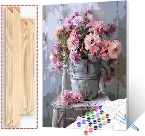 Miniatura 12 de Tucocoo Pinturas acrílicas para decoración de habitaciones, un ramo de flores, pintura por número para adultos, principiantes, estudiantes, amigos