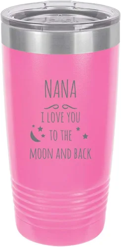 Miniatura 5 de Nana - I love you to the Moon and Back - Vaso aislado de acero inoxidable con grabado, taza de viaje para café, de 20 onzas, color negro