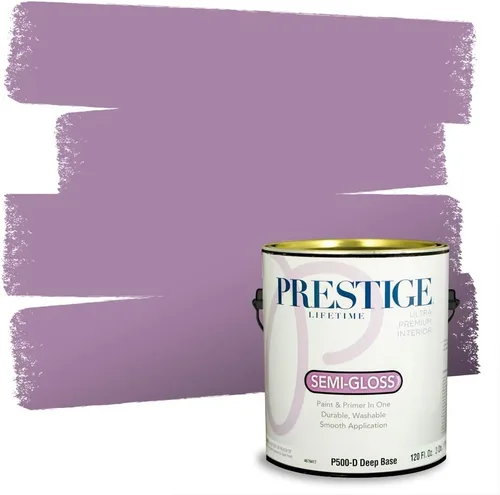 Miniatura 134 de PRESTIGE Pinturas de pintura interior e imprimación en uno, 1 galón, plano, combinación comparable de Sherwin Williams* Kimono Violet*