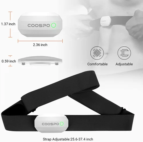Miniatura 4 de COOSPO Bluetooth Heart Rate Monitor Chest Strap H808S, ANT+ BLE HR Monitor Chest, HRM IP67 Waterproof, 300H Battery Life Blanco