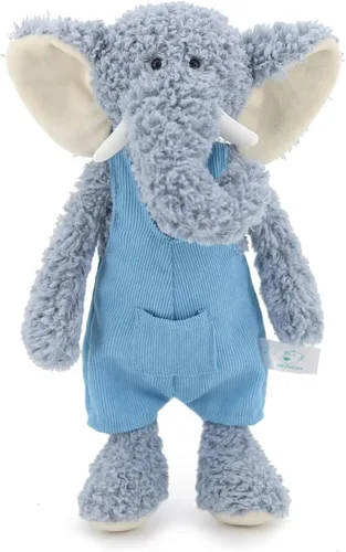 Elefantes de peluche suaves azules de 13" para niños y niñas, Elefantes de peluche tejidos y vestidos para bebés recién nacidos y niños, Grandes