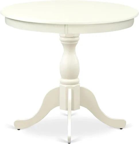 Miniatura 5 de East West Furniture AMVA3-LWH-W - Juego de mesa de cocina de 3 piezas para espacios pequeños contiene una mesa de comedor redonda con pedestal y 2