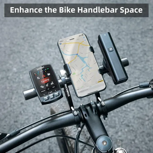 Miniatura 2 de ROCKBROS Extensor de manillar de bicicleta, soporte doble para manillar de bicicleta, extensión de manillar de bicicleta, ligero y duradero
