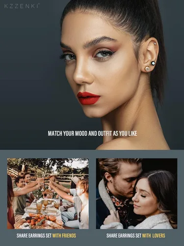 Miniatura 3 de Aretes negros y dorados para hombres y mujeres, con corona retro, hipoalergénicos, de acero inoxidable, con circonita cúbica