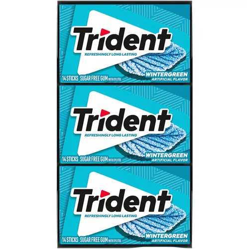 Miniatura 14 de Trident Goma de mascar Wintergreen sin azúcar, 12 paquetes de 14 piezas (168 piezas en total)