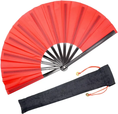 Miniatura 11 de OMyTea Ventilador grande para baile de línea - Ventilador de mano plegable con botas en el suelo - Ventilador de mano plegable chino de Tai Chi Kung