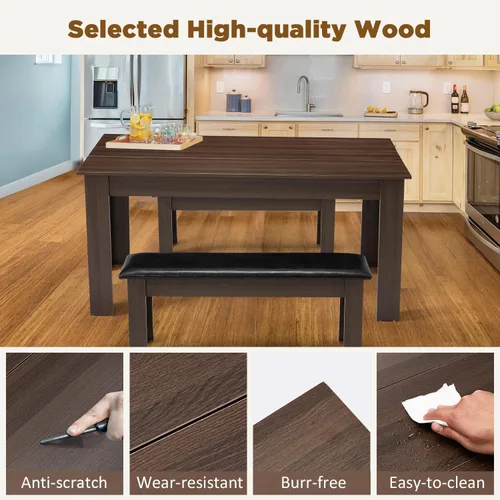 Miniatura 6 de AVAWING Mesa de cocina de madera para 4, mesa de comedor para 6-8 personas, mesas rectangulares grandes de granja, escritorio de madera con patas