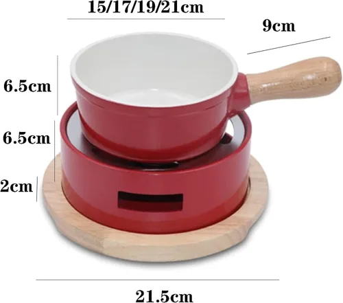 Miniatura 5 de Juego de fondue de queso, juego de fondue de aleación de aluminio, incluye ollas de cerámica, olla de porcelana de primera calidad para queso