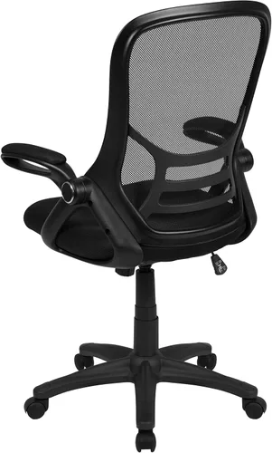 Miniatura 14 de Flash Furniture Porter - Silla de oficina giratoria ergonómica de malla negra con marco negro y brazos abatibles