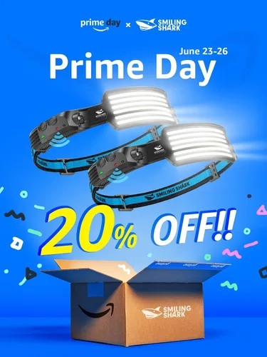 Miniatura 2 de Smiling Shark Linterna frontal recargable, paquete de 2 unidades, ángulo amplio, 6 luces blancas, la lámpara de cabeza LED más brillante con sensor