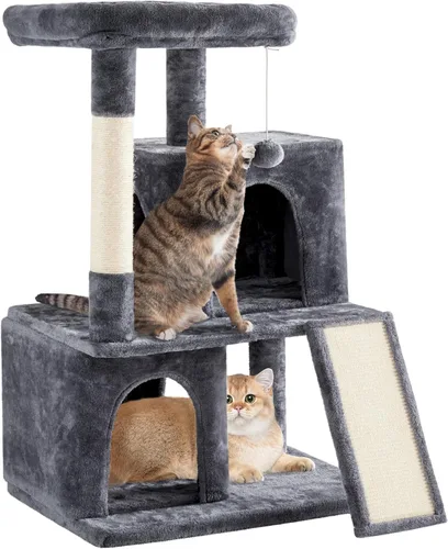 Miniatura 13 de Yaheetech Árbol para gatos para mascotas de interior, torre de 36 pulgadas con plataforma extra grande, postes rascadores, tablero, pelota colgante