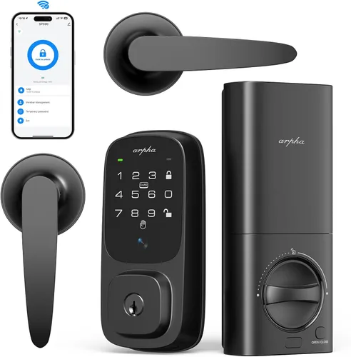 Miniatura 8 de ARPHA Cerradura de puerta de entrada sin llave, cerrojo de reconocimiento de vena palmar con asa para puerta delantera, WiFi integrado, Amazon