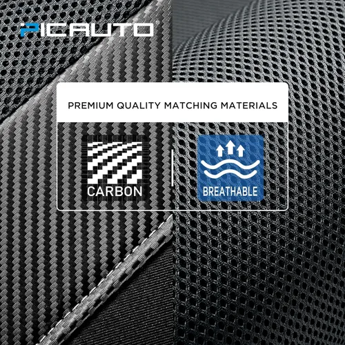 Miniatura 4 de Pic auto - Fundas para asientos delanteros de auto con respaldo alto, diseño deportivo de malla de fibra de carbono, ajuste universal, compatible