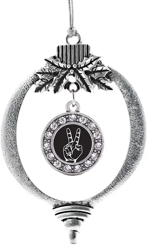 Miniatura 60 de Inspired Silver - Twin One - Adorno festivo de Navidad de plata - Adorno festivo de árbol de Navidad con dije de círculo y circonita cúbica