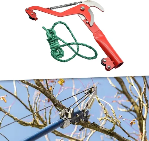 Miniatura 6 de Herramienta de corte de ramas de árbol con cuerda para poda elevada, color rojo