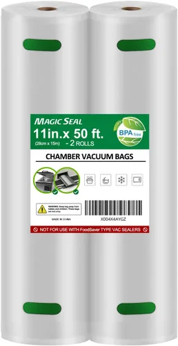 Miniatura 8 de MAGIC SEAL Bolsas selladoras al vacío de cámara de 15 pulgadas x 50 pies, bolsas suaves para almacenamiento de alimentos para preparación de comidas
