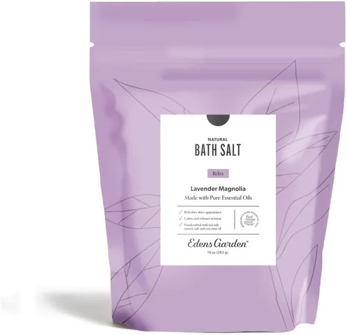 Edens Garden Remojar relajante con sal de baño, mezcla de magnolia de lavanda con aceites esenciales puros, epsom, sal del mar muerto y magnesio,
