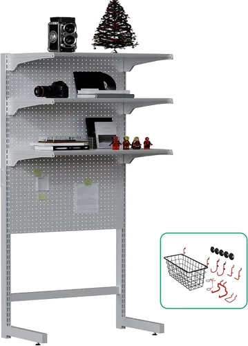 Miniatura 10 de JWX DDB - Estantería de pie para juegos, 30 pulgadas, gabinete de tablero de clavijas con tablero de clavijas de metal para oficina en casa y 15