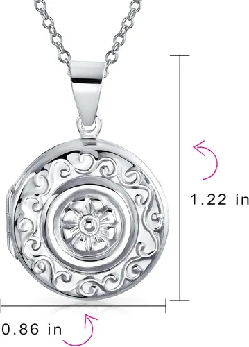Miniatura 4 de Medallón bohemio con foto en relieve para mujeres y adolescentes que sostienen fotos de plata de ley 925 Metal