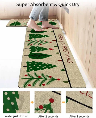 Miniatura 5 de Tapete de baño de Navidad para bañera, antideslizante, de secado rápido y absorbente, con tierra de diatomeas, para fregadero de cocina, lavable