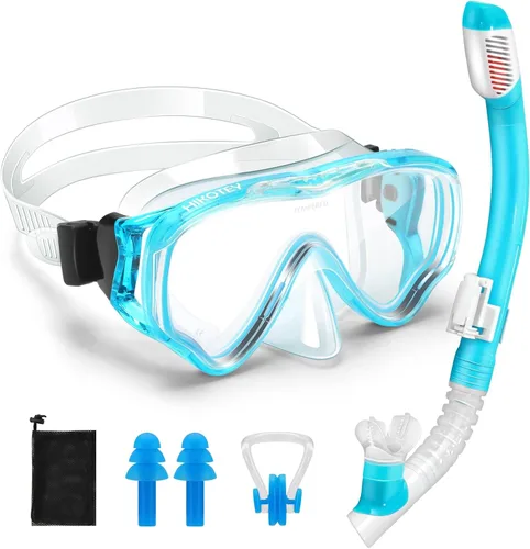Miniatura 8 de Juego de esnórquel para niños, juego de máscara de esnórquel seca completa para adultos, protección antivaho, unisex, vista panorámica HD