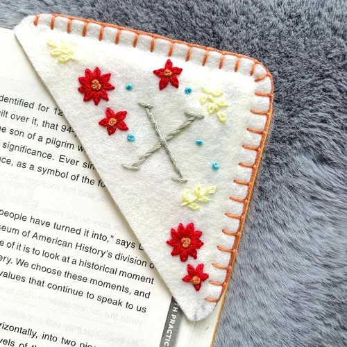 Miniatura 62 de Marcapáginas de esquina bordadas a mano personalizadas, Marcadores para mujeres, Marcador personalizado para los amantes de los libros, lindo Verde